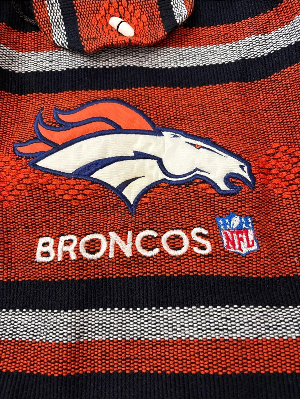 Denver Broncos NFL Football Woven Knit Baja Style Drawstring Backpack collectors